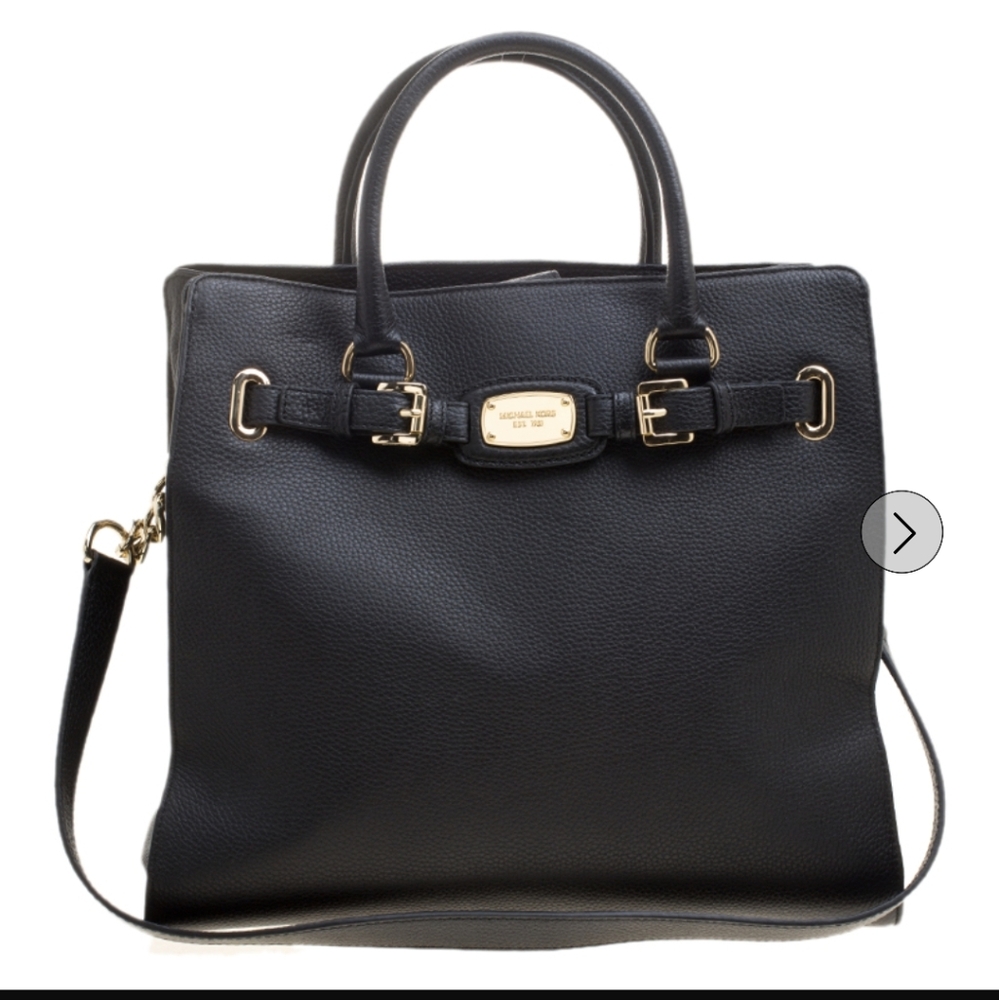 Michael Michael Kors Black Leather North South Hamilton Tote Bag